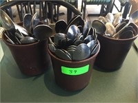 (3) Round Cutlery Bins & Spoons