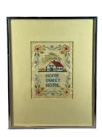 A Framed Embroidered Home Sweet Home 15.5H x