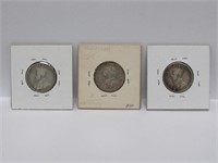 Three Canada 25 Cent Coins from 1919 and 1929
