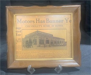 Framed 1926 Butte Miner Article
