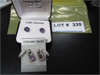 3 pair of sterling earrings
