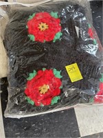 BLACK AND RED FLOWER AFGHAN