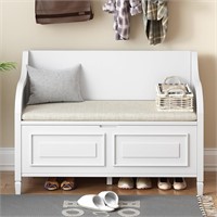 LUMISOL Storage Bench w/ Cushion 39 White