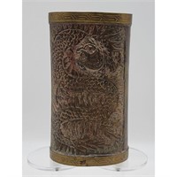 19th C Chinese Brush Pot With Dragons
