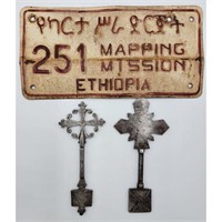 2 Antique Ethiopian Silver Keys & Old License Pla