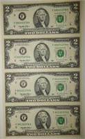 Perfect Condition Uncut $2 Notes (4)