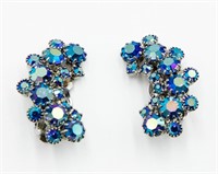 Weiss Aurora Borealis Blue Crystal Earrings