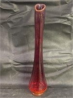 VTG Kanawha Amberina Crackle Swung Glass Vase