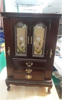Jewelry box with multiple compartments and mirror