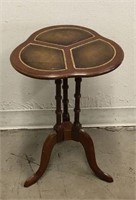 Clover Shaped Accent Table with Leather Inset Top