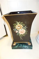 ITALIAN MADE METAL WASTE CAN HAND PAINTED - 12