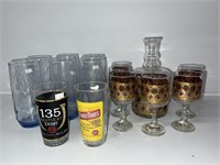 Vintage Wine decanter and 6 goblets