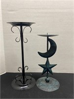 2 candle holders - (1 is a moon and star candle