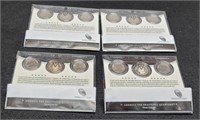 (4) 3 Coin A The B Quarter Sets In P,D & Proof Inc