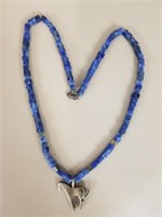 Gemstone Blue Necklace w/ Sterling Horse Pendant