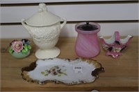BONE CHIA FLOWERS, COVER DISHES, VASE AND PLATE