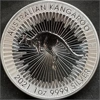2021 Australia 1oz Silver Kangaroo Gem BU