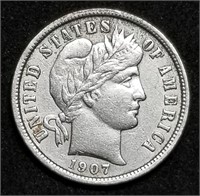 1907-P Barber Silver Dime from Set