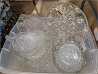 PRESSED GLASS BOWLS, TRAYS & MISC.