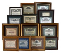Large Collection of Framed Stock Certificates