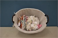 (39) Linens, Hankies, Dolies & New Wicker Basket