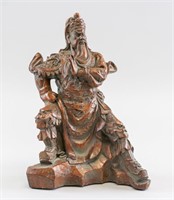 Chinese Huali Wood Carved Figure of Guan Gong