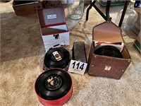 Vintage 45 Records With Cases & Stand(Den)