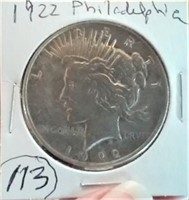 1922 Philadelphia Peace US silver dollar