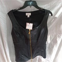 BISOU BISOU Black Faux leather zippered Jacket