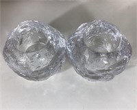 PAIR KOSTA BODA SNOWBALL CANDLEHOLDERS