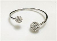 Sterling Silver Sparkling Ball Bangle Bracelet