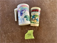 Vintage My Little Pony and Smurfs Cups