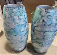 2 Glass Vases 6"d x 14" MSRP $200
