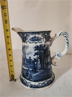 Flow blue pitcher