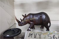 CARVED WOODEN RHINO