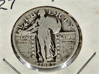 1927 Silver Standing Liberty Quarter Coin