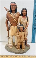 Hand Painted Native American Family Statue Decor