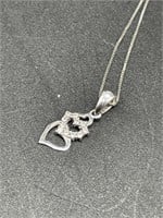 14K White Gold Heart Necklace