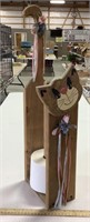 Wooden cat toilet paper holder 23in tall