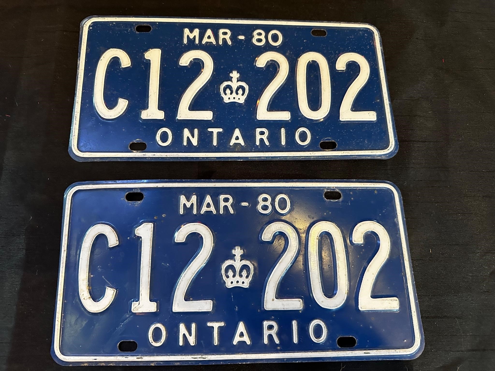 March 1980 Ontario License Plates