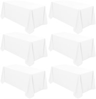 6-Pack 90x132 White Polyester Tablecloth