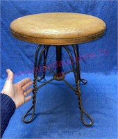 Antique oak organ stool (ice cream style)