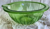 Green Depression glass bowl