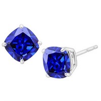 5MM Cushion Cut Lab Tanzanite 1.35CTW Stud Earring