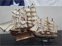 2 Vintage Model Ships USS Valiant & Belem