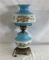 21 inch painted glass Vintage lamp