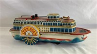 Vintage battery operated Tin Showboat toy