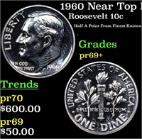 Proof 1960 Roosevelt Dime Near Top Pop! 10c Graded