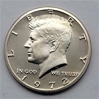 1972 KENNEDY PROOF HALF DOLLAR GEM BU DCAM