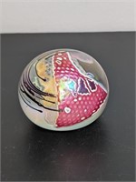Art Glass Paperweight Abstract Design Signed